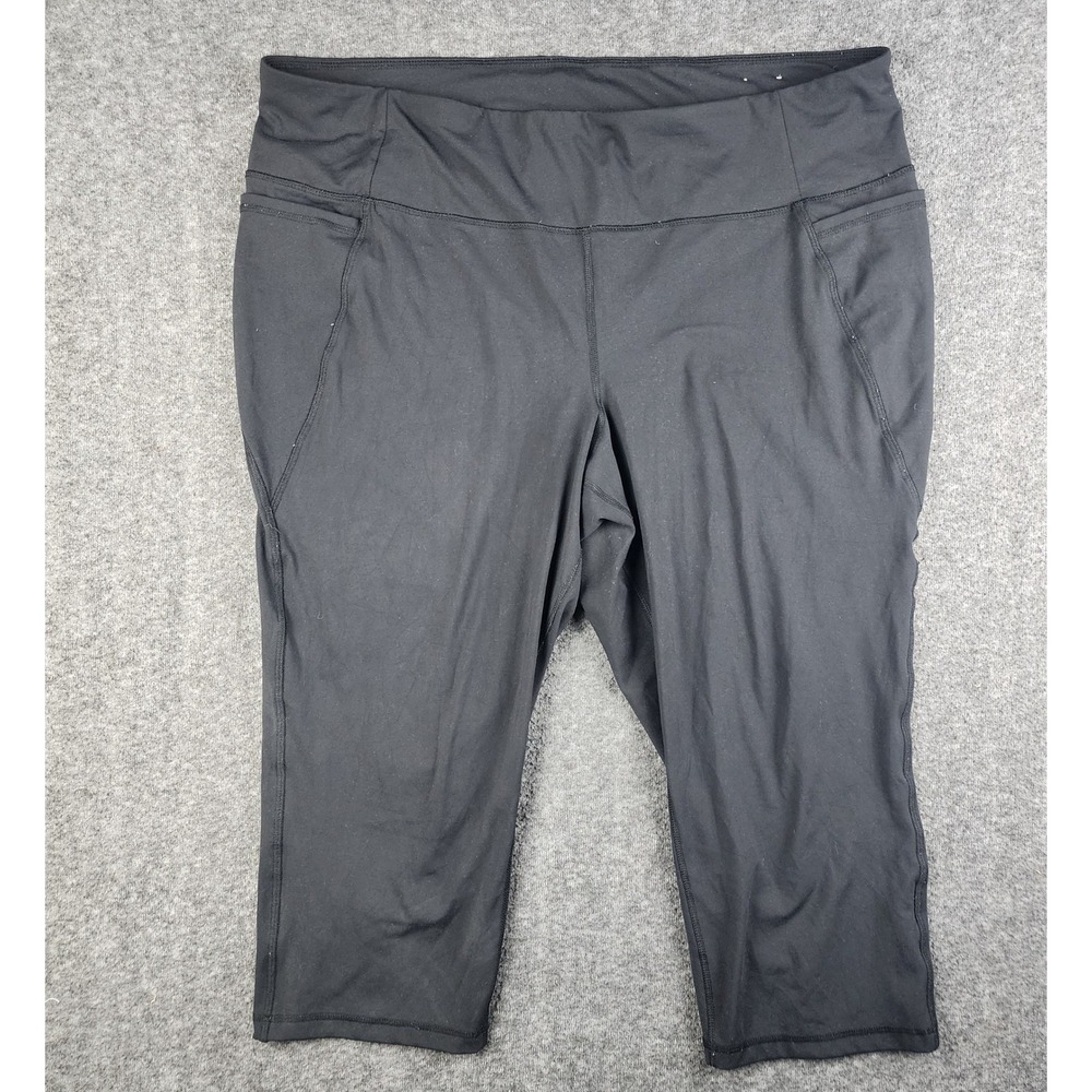 LIVI Capri Leggings Women 26/28 Black Side Pockets Activewear Stretch Crop